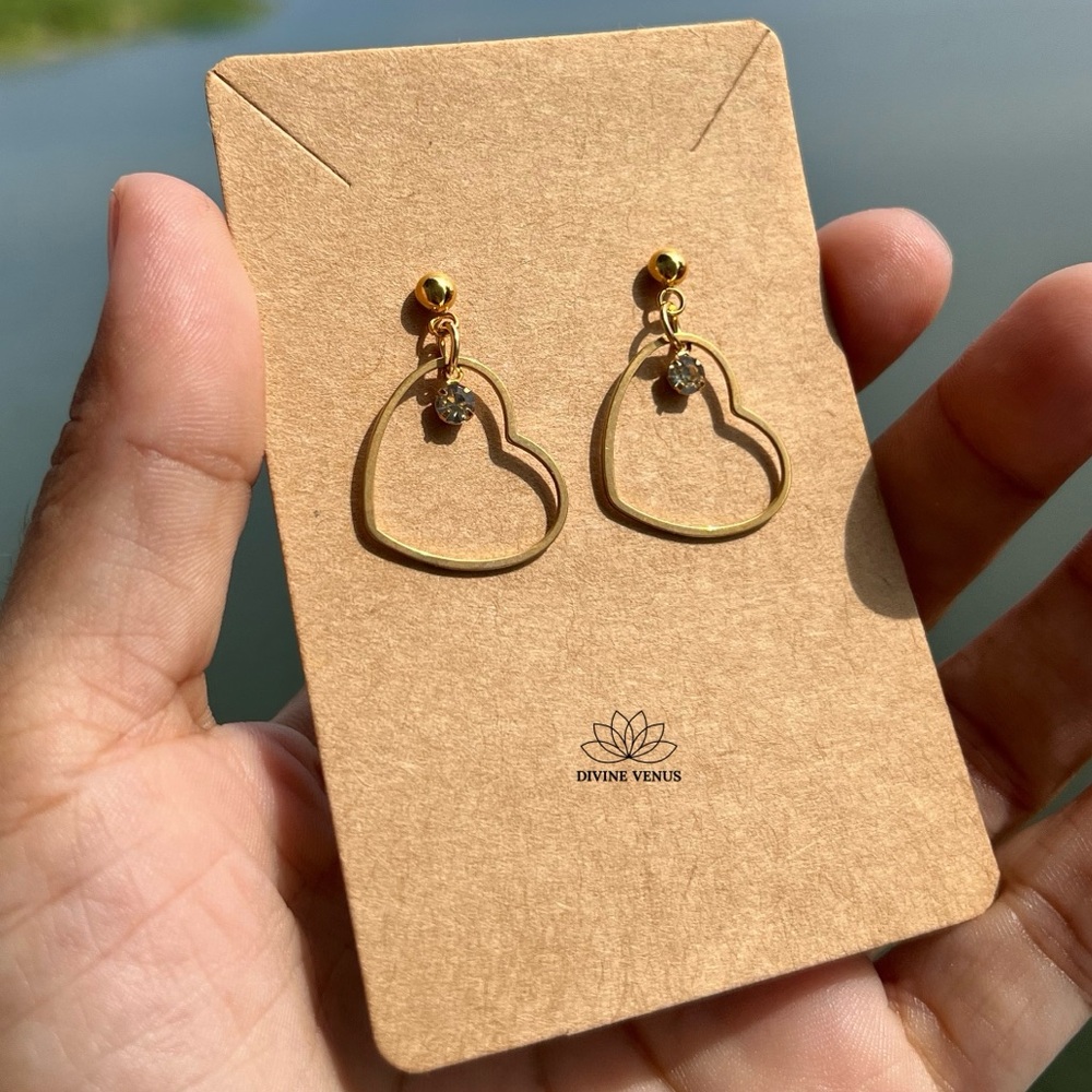 Heart Love Earrings | Lightweight | Gold Plated Stainless Steel